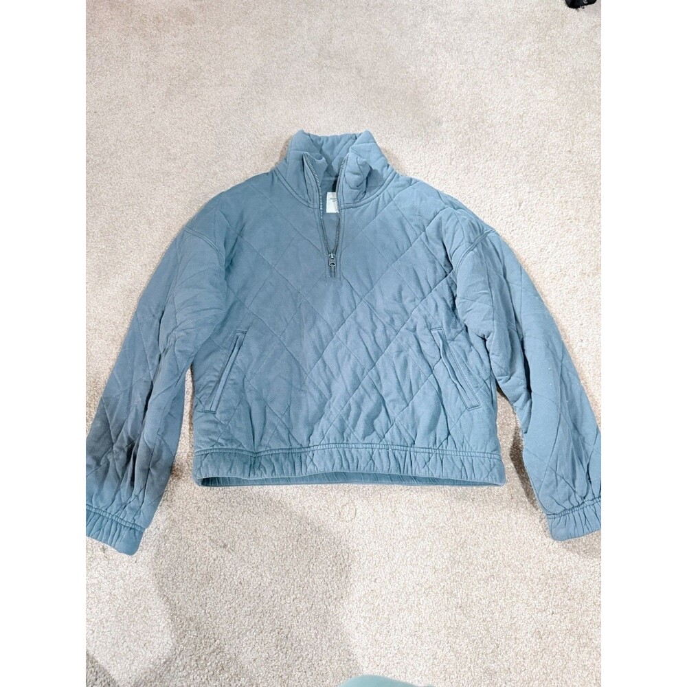 Abercrombie & Fitfh Womens 1/4 Zip Thick Grayish/Blue Soft Collection Size Small